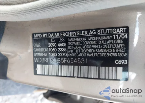 2005 Mercedes-Benz C 320 Luxury 4Matic from USA, damaged, VIN WDBRF84J85F654531